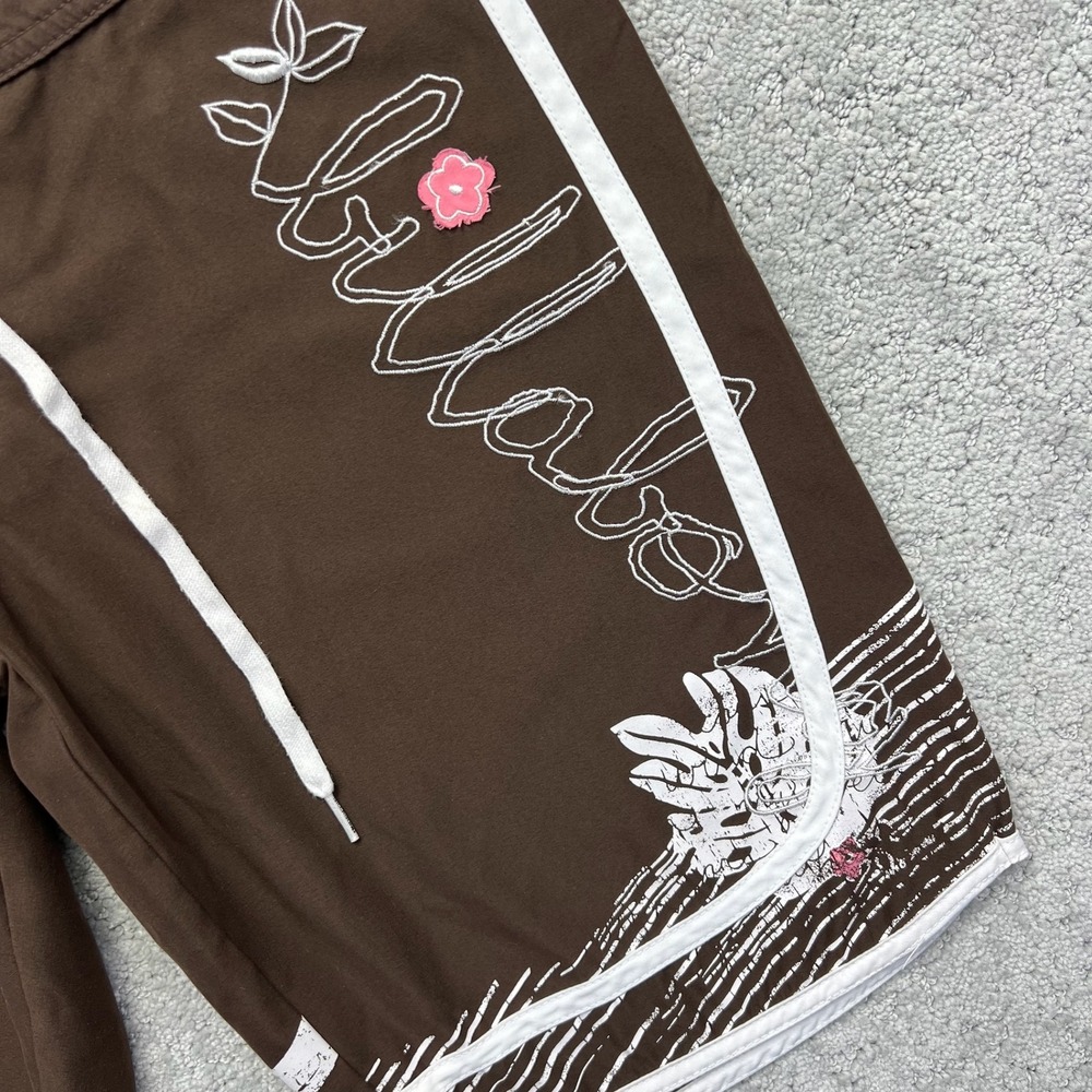 Billabong Board Shorts Womens Size 11 Brown White Floral Swim Surf Beach Y2K - Picture 4 of 15